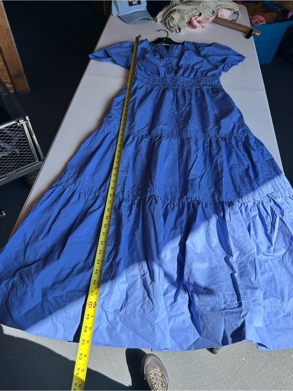 Quince Cornflower Blue V-Neck Tiered Maxi Dress new! Organic cotton!!! - Picture 15 of 15
